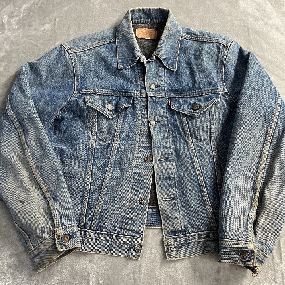 VTG Levis Trucker Jacket Mens 46L Blue Denim Blanket Lined USA Made 60s Type 3